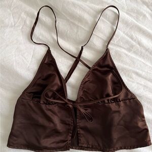 H&M Brown Satin Crop Top
